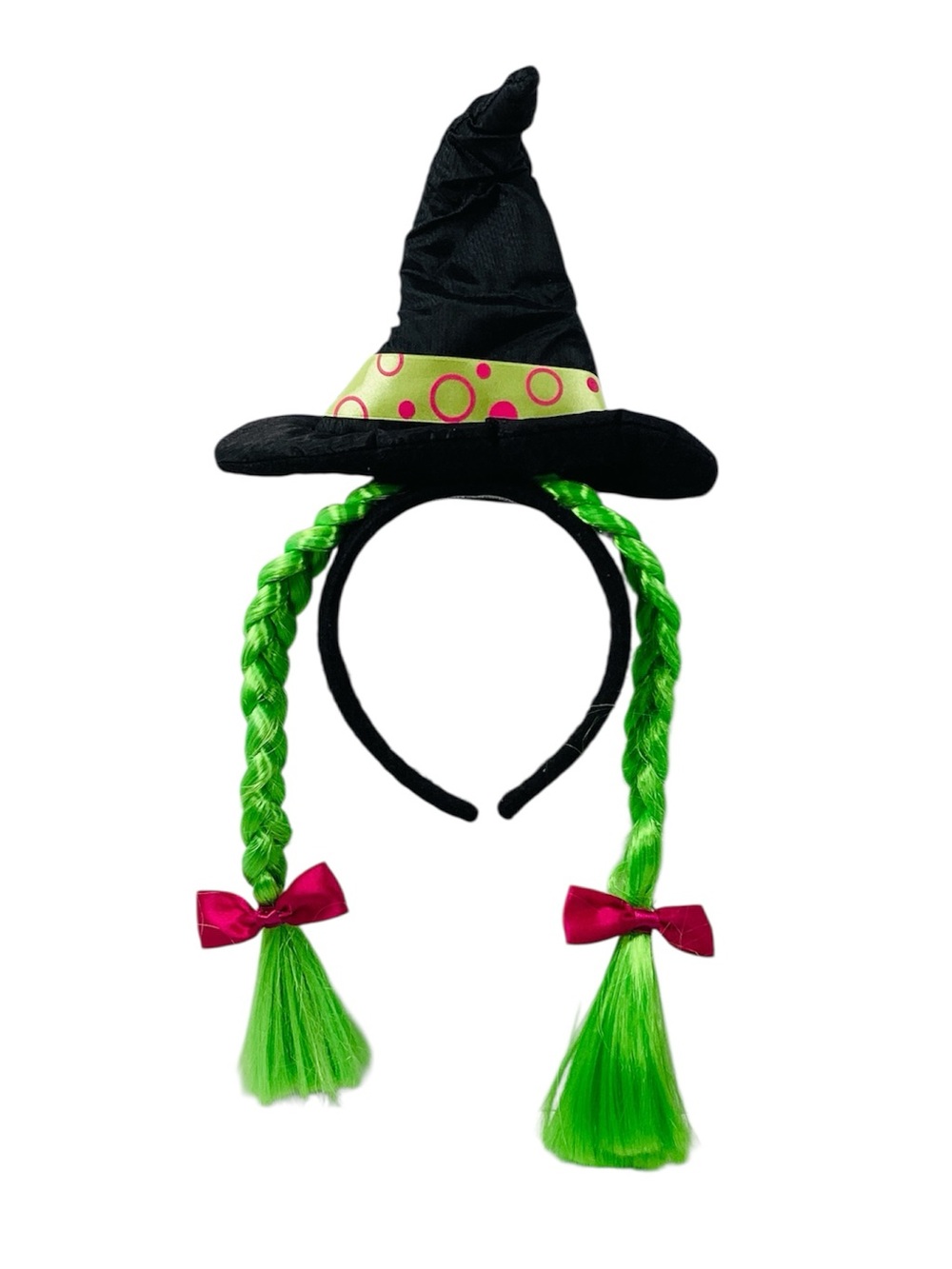 🐷 The Great Pretenders Witch Hat Headband with Green Braids